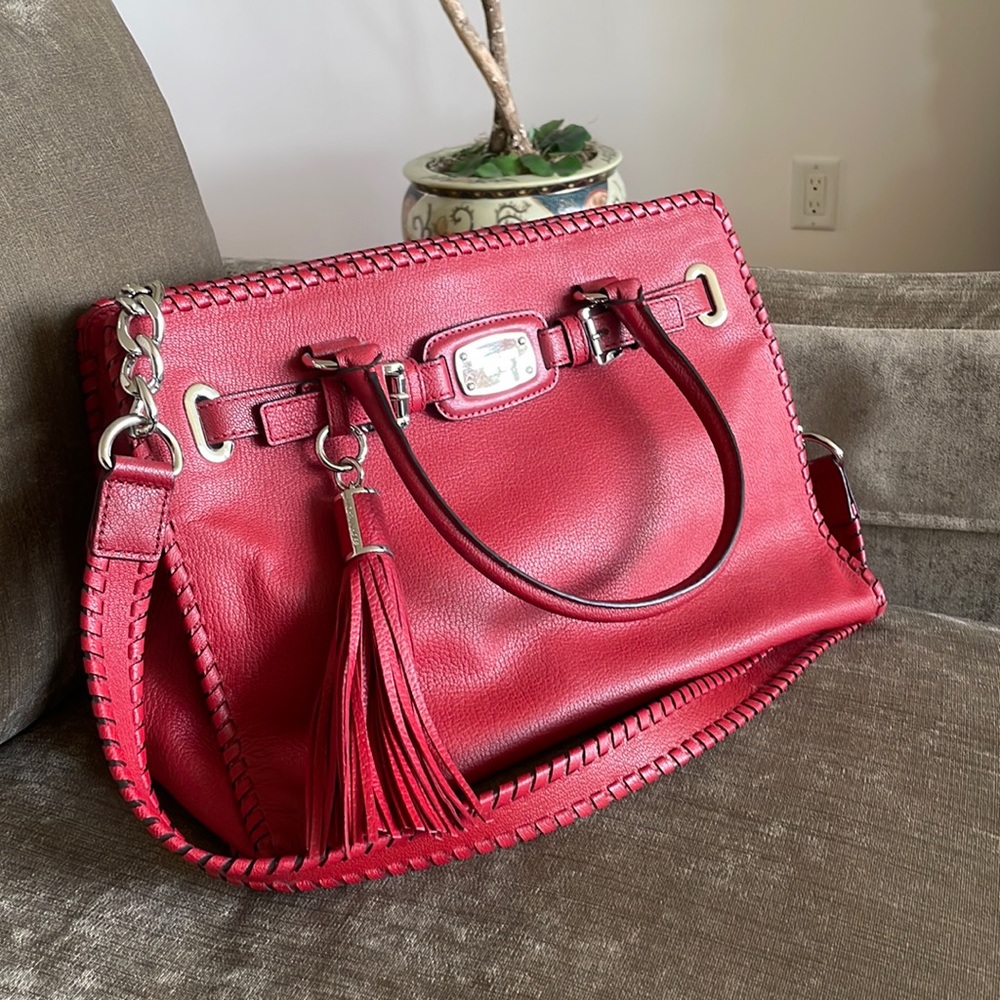 Red leather Michael Kors handbag